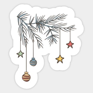 Classic Christmas: Retro Ornament Branch Sticker